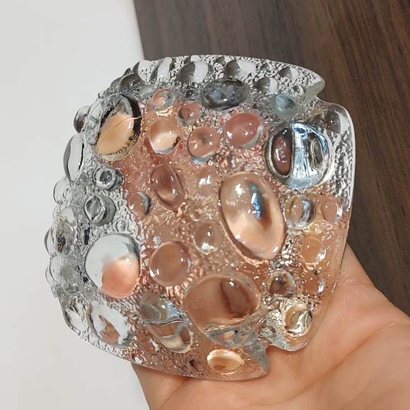 Ash Tray Blenko Clear Bubble Art Glass Candle Holders Set 2 - Picture 5 of 9